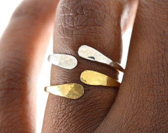 Hammered Cuff Ring, Open Midi Ring, Bypass Ring