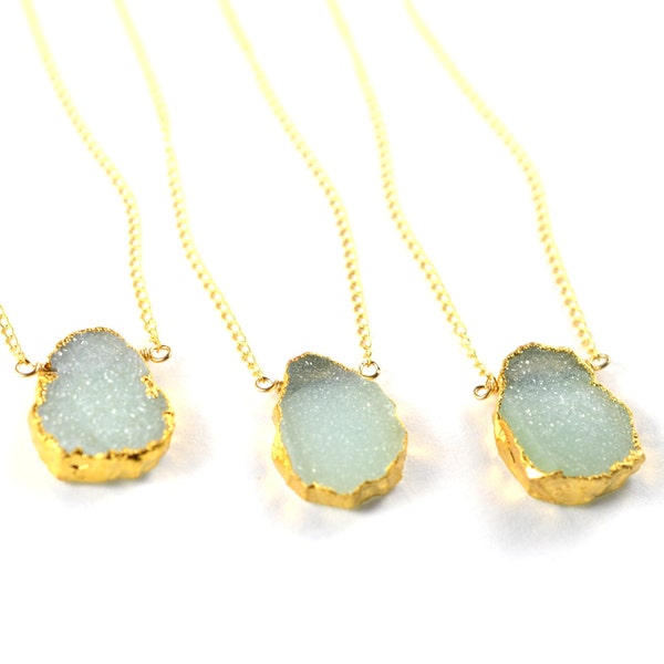 Raw Gemstone Necklace, Druzy Layering Necklace