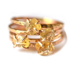 Raw Citrine Ring, Raw Gemstone Ring, November Birthstone Ring, SINGLE RING SRGR18