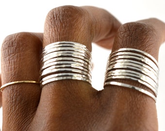 Silver Stackable Ring, Hammered Midi Ring, SINGLE RING HSR18-S