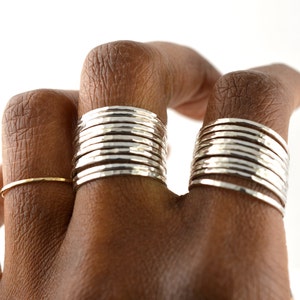 Silver Stackable Ring, Hammered Midi Ring, SINGLE RING HSR18-S