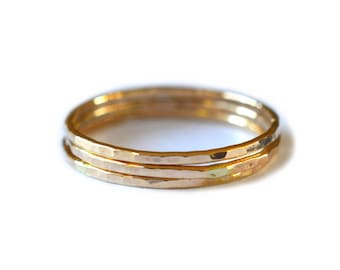 Dünner Gold Stapelring 3er Set, Stapelbarer Midi Ring, HSR18-G3