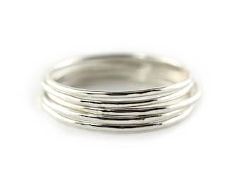 Silver Skinny Ring Set of 5, Ring Threads, Stackable Midi Ring, Super Thin Rings STR20-S5