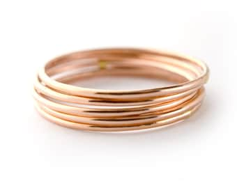 Rose Gold Skinny Ring Set of 5, Ring Threads, Stackable Midi Ring, Super Thin Rings STR20-R5