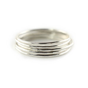 Silver Skinny Ring Set of 5, Ring Threads, Stackable Midi Ring, Super Thin Rings STR20-S5