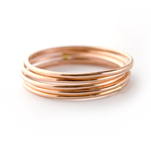 Rose Gold Skinny Ring Set of 5, Ring Threads, Stackable Midi Ring, Super Thin Rings STR20-R5