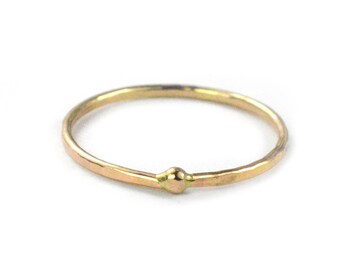 Gold Skinny Ring, Hammered Bead Ring, SINGLE RING HSRBEAD