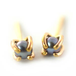 Pearl Earrings, Gray Pearl Studs, Black Pearl Earrings, June Birthstone Earrings, Minimalist Studs