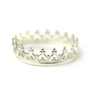 Silver Crown Ring, Sterling Silver Princess Ring, Stacking Ring, Tiara Ring
