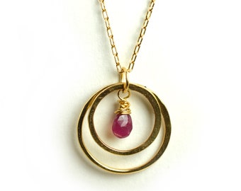 Collar geométrico con piedra de nacimiento: Piedra preciosa pequeña, joyería en capas - NSD2H