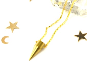 Small Brass Point Pendant, Small Gold Spike Charm Choker, Yoga Jewelry, Talisman Jewelry