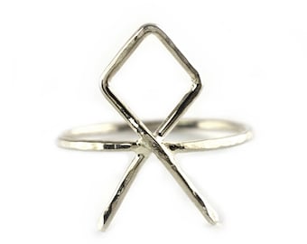 Statement Rune Ring, "Legacy" X Rune Forefinger Knuckle or Pinky Ring