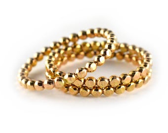Gold Stacking Ring, Beaded Ring, Stackable Midi Ring SINGLE RING STRBEAD