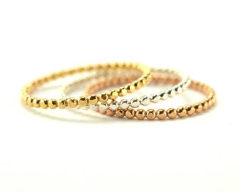 Thin Beaded Ring, Stackable Midi Ring SINGLE RING STRBEAD-18