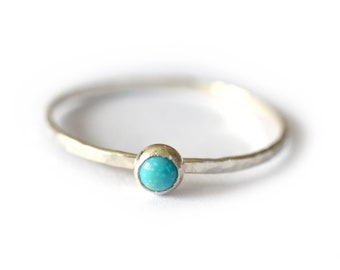 Silver Turquoise Stacking Ring, December Birthstone Ring, Mothers Ring SGRROS