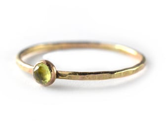 Gold Peridot Ring, August Birthstone Ring, Gemstone Stacking Ring SGRROS