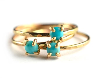 Tiny Turquoise Ring, Gold Gemstone Ring, December Birthstone Ring, SINGLE RING SPGR18