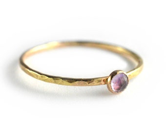 Gold Amethyst Ring, February Birthstone Ring, Gemstone Stacking Ring SGRROS