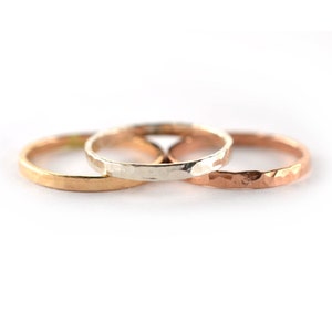 Thick Stackable Ring Rose, Silver, Gold Stacking Rings, SINGLE RING HSR14
