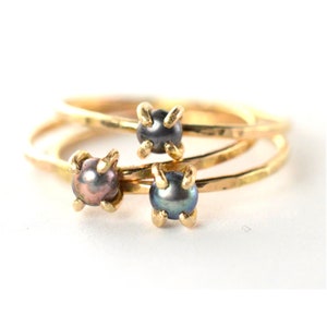Black Pearl Ring, Blue Peacock Pearl Ring,  Boho Gemstone Ring, June Birthstone Ring, SINGLE RING