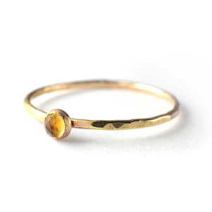 Gold Citrine Ring, November Birthstone Ring, Gemstone Stacking Ring SGRROS