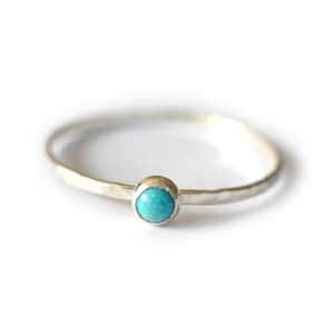 Silver Turquoise Stacking Ring, December Birthstone Ring, Mothers Ring SGRROS