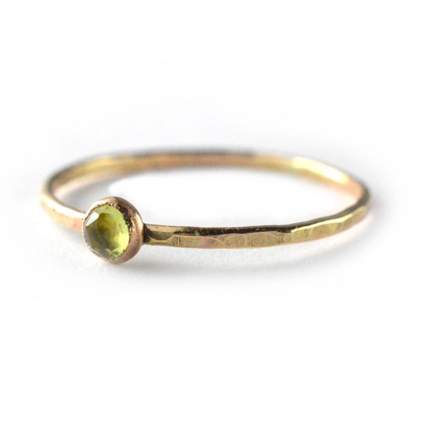 Rose Cut Peridot Ring, 14k Gold-Filled Stacking Ring - SGRROS