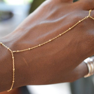 Gold Hand Chain, Beaded Hand Bracelet HCDBEAD image 1