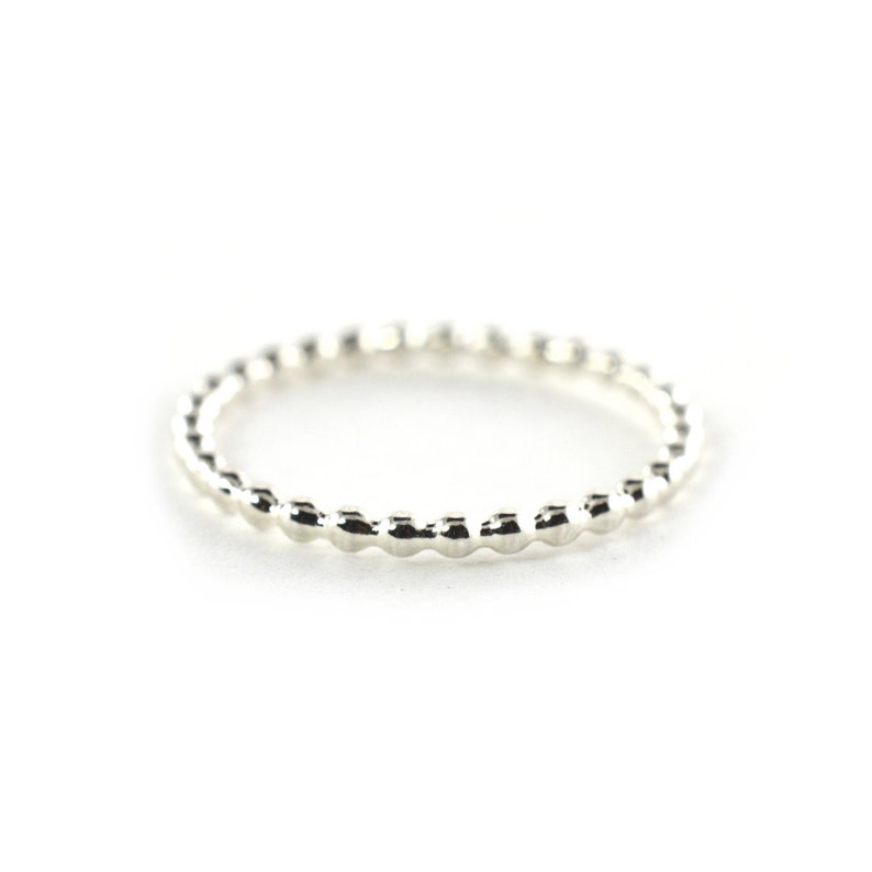 SILVER CAVIAR BEADED MINI VERSA STACKING RING visual data 3