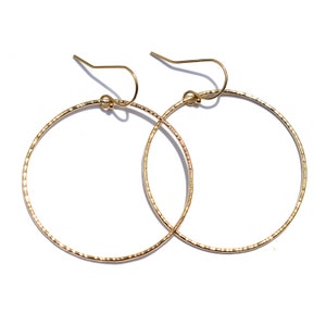 Hammered Hoop Earrings, Skinny Lightweight Hoops, Everyday Jewelry Silver Rose Gold
