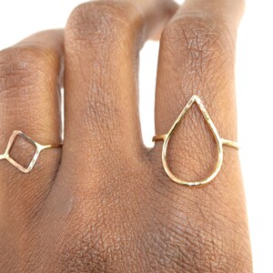 Tear Drop Ring, Hammered Rain Drop, Marquis Ring SYMBOL RDLTEAR image 2