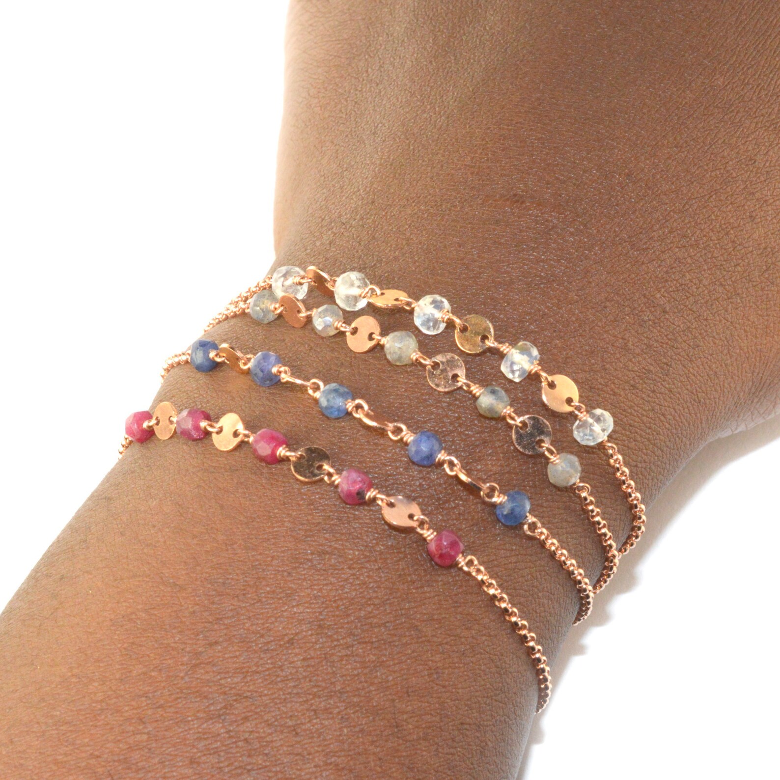 Rose Gold Dainty Chain Bracelet Delicate Beaded Bracelet Etsy