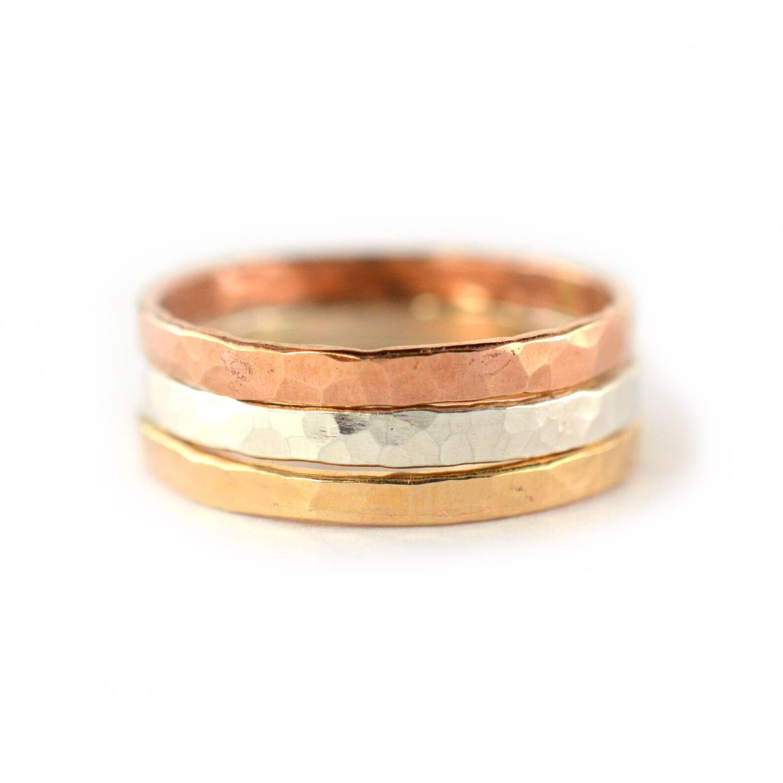 Thick Stackable Rings Set of 3, Rose, Silver, Gold Stacking Rings HSR14 ...