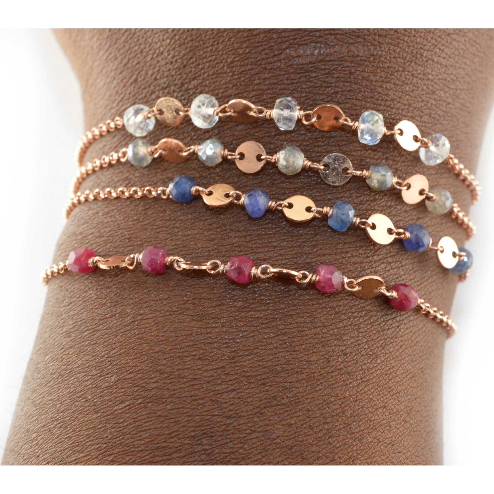 Rose Gold Dainty Chain Bracelet, Delicate Beaded Bracelet, Birthstone…