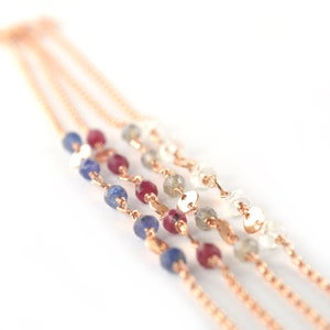 Rose Gold Dainty Chain Bracelet, Delicate Beaded Bracelet, Birthstone Wish Bracelet, Custom Gifts for Her image 4