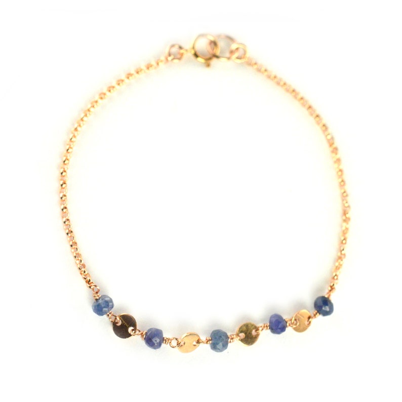 Rose Gold Dainty Chain Bracelet, Delicate Beaded Bracelet, Birthstone Wish Bracelet, Custom Gifts for Her image 2