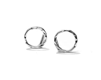 Petite Circle Studs, Tiny Hammered Hoop Earrings, Minimalist Jewelry