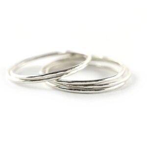 Silver Skinny Ring Set of 5, Ring Threads, Stackable Midi Ring, Super Thin Rings STR20-S5 image 3