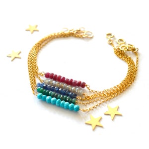 Gemstone Bar Bracelet, Birthstone Bracelet, Gifts for her