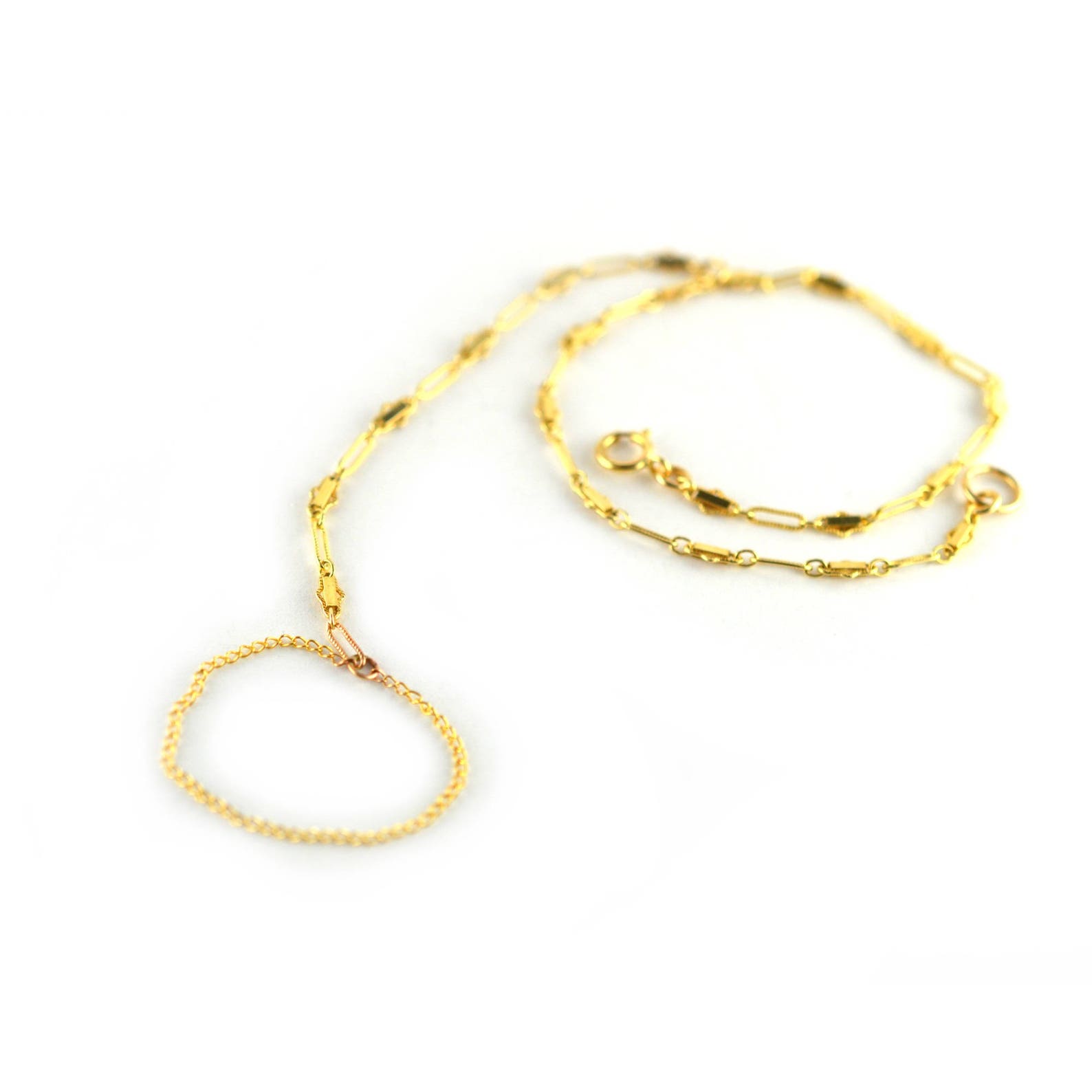 Gold Hand Bracelet Ornate Finger Chain Bracelet HCDORNATE Etsy