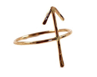 Gold Arrow Ring, Rune Ring, "Victory" Arrow Symbol, Midi Ring SYMBOL RDVIC