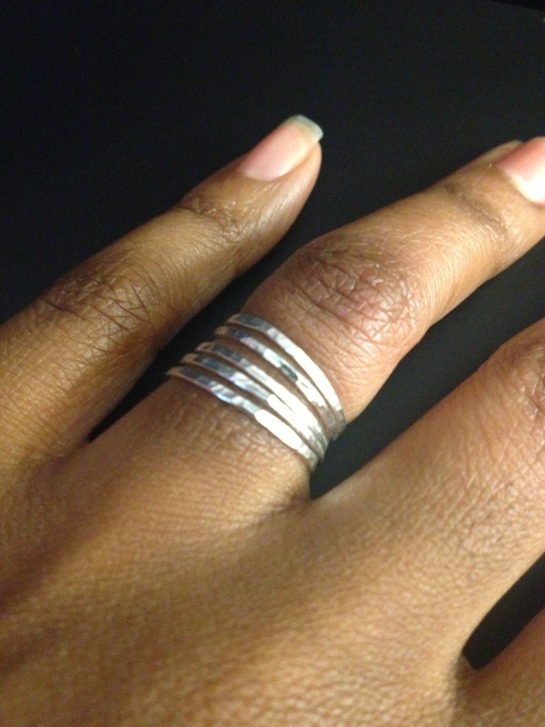 Silver Stacking Ring Set of 5 Gold Stackable Rings HSR18-5 | Etsy