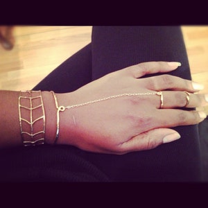 Hammered Gold Love Knot Hand Chain, Finger Bracelet