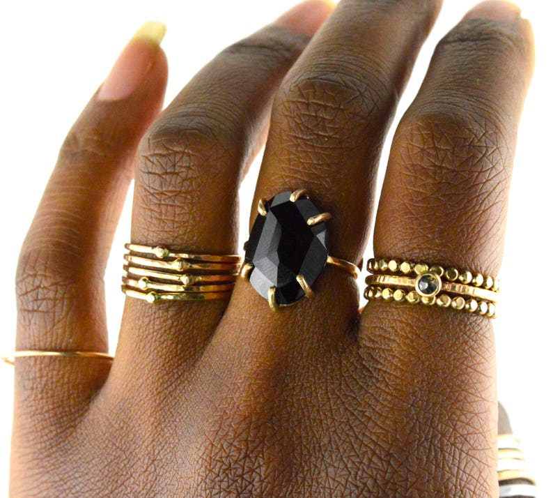 Hammered Bead Ring Gold Skinny Ring SINGLE RING HSRBEAD