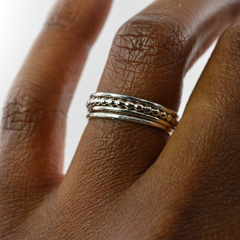 Silver Stacking Ring Beaded Ring Stackable Midi Ring SINGLE - Etsy