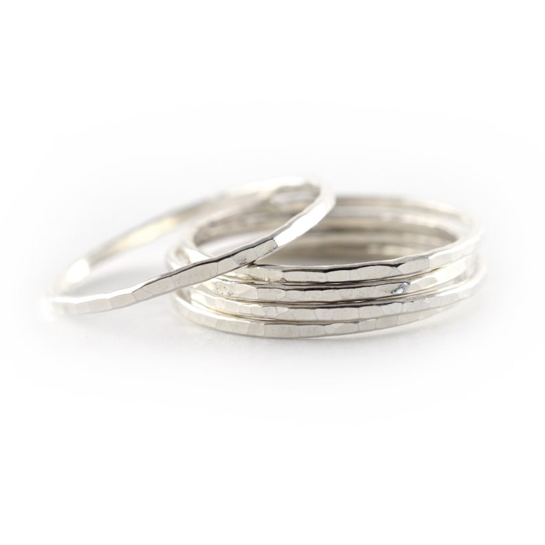 Silver Stacking Ring Set of 5, Gold Stackable Rings HSR18-5 - Etsy