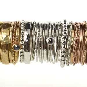 Skinny Stacking Rings, Tree Bark Stackable Midi Ring, SINGLE RING HSRBARK image 6