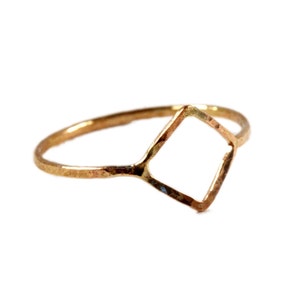 Hammered Diamond Ring, Geometric Midi Ring, Open Square Ring SYMBOL RDDIA image 1