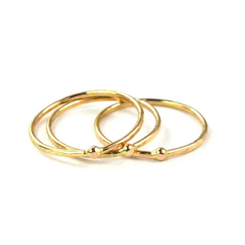 Hammered Bead Ring Gold Skinny Ring SINGLE RING HSRBEAD