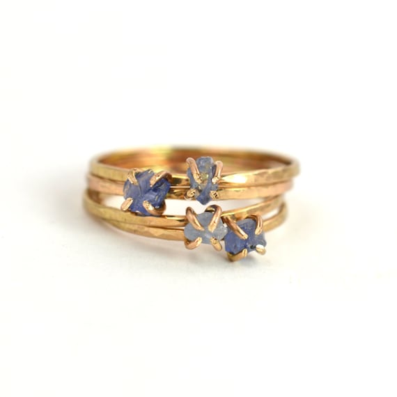 14k Gold Filled Size 8 Raw Sapphire Ring September Birthstone